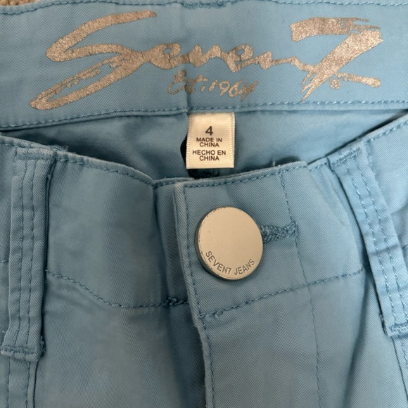 Seven 7 twill bermuda shorts light blue stretch cotton roll cuff size 4 - Picture 3 of 11